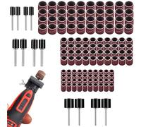 KUBDPQOR 132 Piezas Tambores de Lijado Kit con 120 Piezas Tambores de Lijado, 12 Piezas Mandriles de Tambor, Juego de Manguitos Abrasivos Accesorios para Herramientas Eléctricas Dremel.