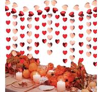 KUBDPQOR Adornos Techo, 12 Piezas Guirnalda de Corazón Rojo Decoración de San Vatentín Banderines Guirnalda de Corazones Colgantes para Cumpleaños de la Boda Valentines Party Decorations, 2M