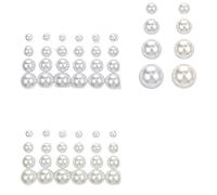 KUBDPQOR Juego de 24 Pares de aretes de Perla Grande - Pendientes de botón de Perlas Grandes Redondas para Mujer, 12 mm Aprox., Estilo clásico Elegante para Diario, Oficina y Evento Especial