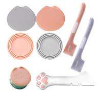 KUBDPQOR Tapones de latas, 4 piezas cubiertas para latas para animales con 2 cucharas para comida húmeda para gatos y 1 abrelatas para tapa para lata de comida, alimentos tapa para perros y gatos