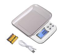 KUBEI Digital Báscula de Cocina Recargable por USB 1kg/0.01g Balanza de Alimentos,Precision Balanza de Bolsillo/Balanzas de Joyas/Bandejas de Mesa de Pesaje de Acero Inoxidable