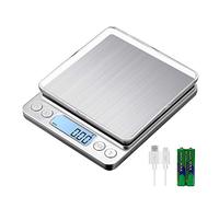 KUBEI Digital Báscula de cocina recargable por USB 3kg/0.1g pastelería, PreCision Bandejas de mesa de pesaje de acero inoxidable,Función tara