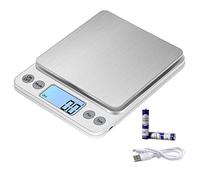 KUBEI Tamaño extra grande Balance de alimentos 5kg/0.1g Recargable por USB Digital Balanza de Cocina,PreCision Balance Electrónico Bandejas de mesa de pesaje de acero inoxidable