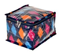 Kuber Industries Kit de joyas | Zig Zag Print Locker Storage Kit | Kit de joyas laminadas | 10 bolsas desmontables | Kit de cosméticos para collar | Pulsera | Azul
