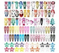 KUBOM 100 pinzas para el pelo para niñas pequeñas, bonitas pinzas de pelo de color y pasadores de animales para niñas y mujeres