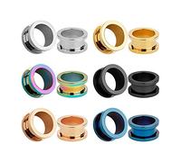 KUBOOZ 12 unids Set colorido acero inoxidable atornillado tapones para los oídos túneles calibradores camilla Piercings, Tela