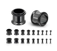 KUBOOZ 9 pares Stainless Steel Single Flare Ear Plugs Kit túneles Gauges Stretcher Piercings Unisex Size 14G-00G, Resina