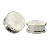 KUBOOZ Blanco Mar Shell Ópalo Tornillo de Acero Inoxidable Piercings de Oído Piercings Joyería Del Cuerpo Túneles Medidores