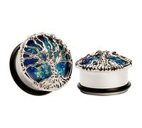 KUBOOZ Blue Planet Silvery Tree Tapones para los oídos Túneles Medidores Stretcher Piercings Jewelry