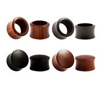 KUBOOZ (conjunto de 4 pares) Tapones para los oídos de ébano de madera de sándalo de la naturaleza Medidores de ensanchamiento Piercings de camilla9/16"