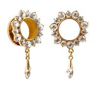 KUBOOZ Gemme - Dilatador de acero inoxidable chapado en oro, 12 mm, Acero inoxidable