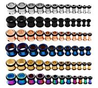 KUBOOZ - Juego de 9 pares de tapones para los oídos de acero inoxidable, tamaño mixto, 14 g-00 g