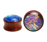 KUBOOZ Sea Shell Center Tapones para los oídos de madera Túneles Medidores Piercings Piercings Joyería