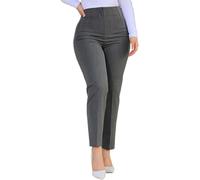 Kubsid Pantalones de Pierna Recta para Mujer 2025 de Cintura Alta, elásticos, de Negocios, Informales, para el Trabajo, Pantalones de Vestir y Oficina con Bolsillos, Gris Profundo, Small