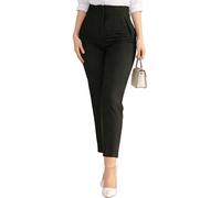 Kubsid Pantalones de pierna recta para mujer 2026, cintura alta, elásticos, de negocios, informales, para el trabajo, pantalones de oficina con bolsillos, Negro, Small