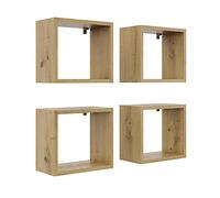 KUBUTKU Juego de 4 estanterías de Pared 30 x 33 x 18 cm cuadradas diseño Modern para salón Dormitorio Oficina y Cocina (Roble Artisan)