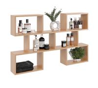 KUBUTKU Mordern Estantería de pared grande con 6 compartimentos, 80 x 127 x 18 cm, estantería flotante decorativa (haya)