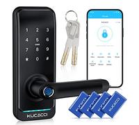 Kucacci Cerradura de puerta inteligente con asa, entrada con teclado, control WiFi y aplicación, palanca de cerrojo de fácil reajuste