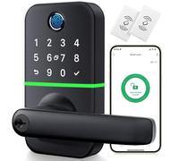 Cerradura de puerta inteligente con teclado con asa: cerradura de puerta de entrada sin llave Kucacci - Cerradura de puerta digital con código de teclado - Cerradura de palanca de puerta de huellas