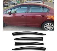 Kucaruce Side Window Visors Wind Vent Deflector fit for 2012-2015 Honda Civic Sedan,4pcs Dark Smoke Outside Tap-On Nice Sun Rain Guards 94462