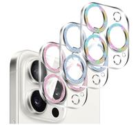 Kucheed 3 Piezas Protector de Lente de Cámara Brillante para iPhone 15 Pro/iPhone 15 Pro Max, Carcasa de Acrílico Transparente de una Pieza Decoración de Brillo Colorido Cubierta Trasera de la Cámara