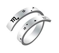 Kucheed Anillo del Zodiaco para Mujeres y Hombres, Grabado de Acero Inoxidable,Moda Tamaño de Constelación Anillos Abiertos Ajustables,Horóscopo,Astrología,Declaración,Joyería,Regalo de Cumpleaños