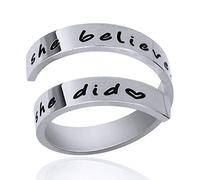 Kucheed Anillos Ajustables,Dikkar Anillo Inspirador, Joyas Grabadas Soy Suficiente,Anillo Espiral de Acero Inoxidable con Espiral,Regalos de Aliento de Personalidad para Niñas Niños