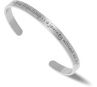 Kucheed Brazaletes Inspiradores, Brazalete de Acero Inoxidable con un Mantra Personalizado y Grabado, A True Friendship is a Journey Without an End, Pulseras Ajustables, Joyería Motivacional (A)