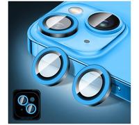 Kucheed Luminoso Protector de Lente de Cámara Compatible con iPhone 13/iPhone 13 Mini, Pegatinas de Película de Cubierta de Cámara de Vidrio Templado, Anillos de Aleación
