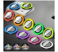 Kucheed Luminoso Protector de Lente de Cámara Compatible con iPhone 13 Pro/iPhone 13 Pro Max, Pegatinas de Película de Cubierta de Cámara de Vidrio Templado, Anillos de Aleación