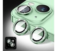 Kucheed Protector de Lente de Cámara Compatible con iPhone 11, Brillantina Cubierta de Cámara de Cristal Moderada 9H, Anillos Metálicos Individuales de Alineación Automática