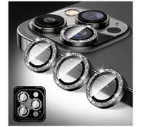 Kucheed Protector de Lente de Cámara Compatible con iPhone 11 Pro/iPhone 11 Pro Max, Brillantina Cubierta de Cámara de Cristal Moderada, Anillos Metálicos Individuales de Alineación Automática