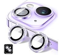 Kucheed Protector de Lente de Cámara Compatible con iPhone 12/12 Mini, Diamond Cubierta de Lente de Cámara de Vidrio Templado con Purpurina, Anillos de Metal Individuales