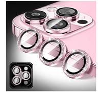 Kucheed Protector de Lente de Cámara Compatible con iPhone 12 Pro Max, Brillantina Cubierta de Cámara de Cristal Moderada 9H, Anillos Metálicos Individuales de Alineación Automática