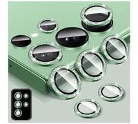 Kucheed Protector de Lente de Cámara con Purpurina para Samsung Galaxy S25 Ultra, Cubierta de Cámara de Vidrio Templado 9H, Anillos Metálicos Individuales de Alineación Automática