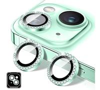 Kucheed Protector de Lente de Cámara Diamond para iPhone 17 Air, Cubierta de Lente de Cámara de Vidrio Templado con Purpurina, Pegatinas de Película de Anillos de Metal Individuales