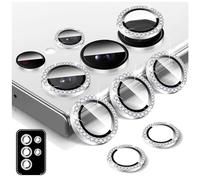 Kucheed Protector de Lente de Cámara Diamond para Samsung Galaxy S24 Ultra, 9H Vidrio Templado Protector de Pantalla para Cámara Trasera, Metal Anillo Individual Brillante