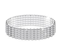 Kucheed Pulseras Elásticas de Diamantes de Imitación, Brazalete de Tenis con Diamantes Brillantes, Pulsera Apilable de Cristal para Novias, Pulsera Brillante para Bodas y Fiestas (A3)
