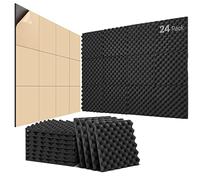 Kuchoow Espuma Acústica Autoadhesiva, Juego de 24 paneles acústicos, 30 x 30 x 2,5 cm, espuma antiruido, juego, podcasting, estudio de grabación, oficinas