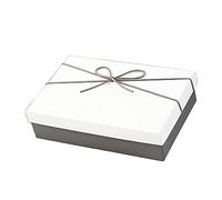 KUCOCOSNEH Cajas de regalo Cajas de regalo Rectángulo Caja de regalo con tapa Cajas de regalo de lujo 2 unids cubierta blanca y fondo gris