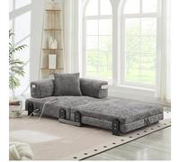 Kuczn Sofá cama plegable multifuncional, sofá cama con función de dormir, sofá con puerto USB/Type-C, espacio de almacenamiento, bolsillos laterales y cojines, sofá para espacios pequeños, habitación