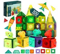 KUDITO 100 Piezas Magneticas para Niños - Bloques Magnéticos de Construcción con Figuras de Dinosaurios y Tiranosaurio Rex - Juego Imanes Niños 3 a 8 Años, Estimula Creatividad sin Pantallas