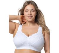 Kudreshov Lingerie Sujetador para mujer sin aros tallas grandes - Sujetador de alivio B-F sin aros tallas grandes - Sujetador reductor - Sujetador ancho tirantes (Amelia), Blanco, 105D