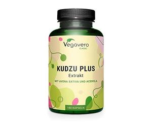 Kudzu 6000 mg | Dejar de Fumar & Remedio Resaca | Con Avena + Acerola | Sin Aditivos | Con Isoflavonas & Vitamina C Natural | 180 Cápsulas | Extracto Raíz | Vegavero