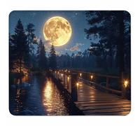 KUEAJIOU Gaming Alfombrilla de Ratón para Bordes Cosidos, Luna Alfombrilla Ratón Pequeña 340x280mm con Base de Goma Natural Antideslizante para Jugadores/Oficina/Hogar Regalo, Cielo Estrellado 1-3424