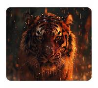 KUEAJIOU Gaming Alfombrilla de Ratón para Bordes Cosidos, Rojo Alfombrilla Ratón Pequeña 340x280mm con Base de Goma Natural Antideslizante para Jugadores/Escritorio/Oficina/Hogar Regalo, Tigre 7-6515