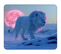 KUEAJIOU Gaming Alfombrilla de Ratón para Bordes Cosidos, White Alfombrilla Ratón Pequeña 200x180mm con Base de Goma Natural Antideslizante para Jugadores/Escritorio/Oficina/Hogar Regalo, LeóN 8-8955