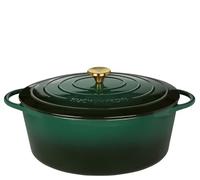 Küchenprofi Cacerola de hierro fundido con tapa, color verde/interior negro, 35 cm, cazuela, horno holandés, sartén para pan esmaltado, para todo tipo de cocinas (incluye inducción), para guisar,