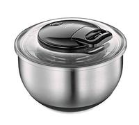 Küchenprofi Turbo - Centrifugador de ensalada de acero inoxidable, 5 litros, diámetro de 24,5 cm, con cuerda, botón de parada y base antideslizante, lavar y secar ensalada, ensaladera con tapa
