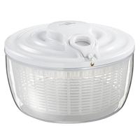 Küchenprofi Centrifugador de ensalada Wave con cuerda, ensaladera con tapa y cesta, desmontable para facilitar la limpieza, plástico de alta calidad, capacidad 3,25 L, diámetro de 24 cm, color blanco